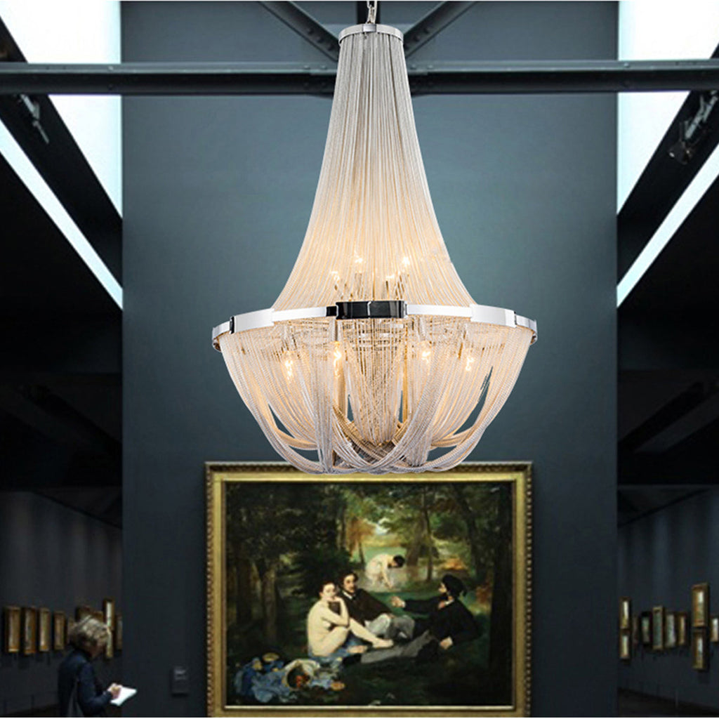 Berteal 8-Light 24 Inch Aluminum Tassel Chain Empire Chandelier