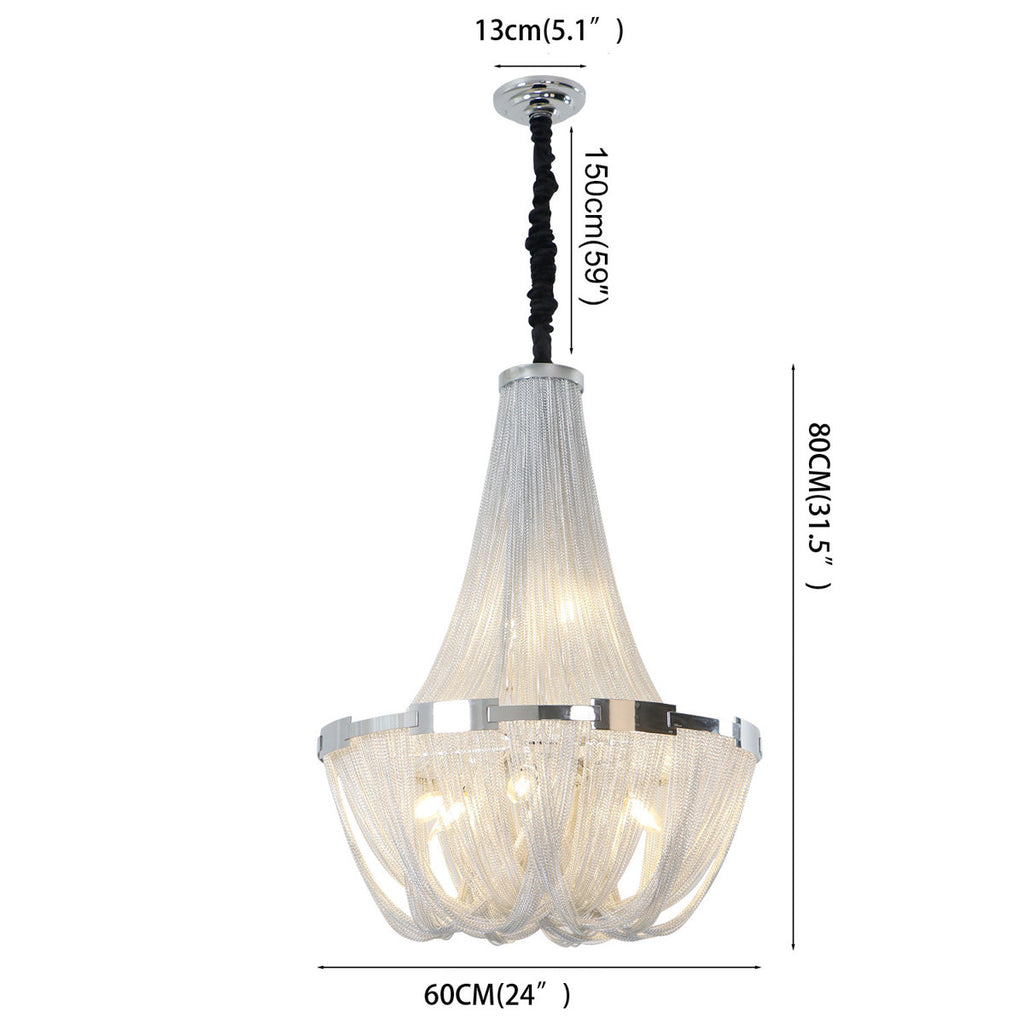 Berteal 8-Light 24 Inch Aluminum Tassel Chain Empire Chandelier