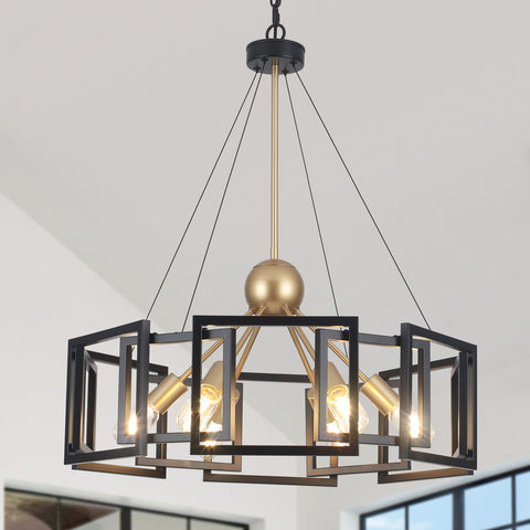 Bossley 6-Light Dimmable Sputnik Geometric Drum Chandelier