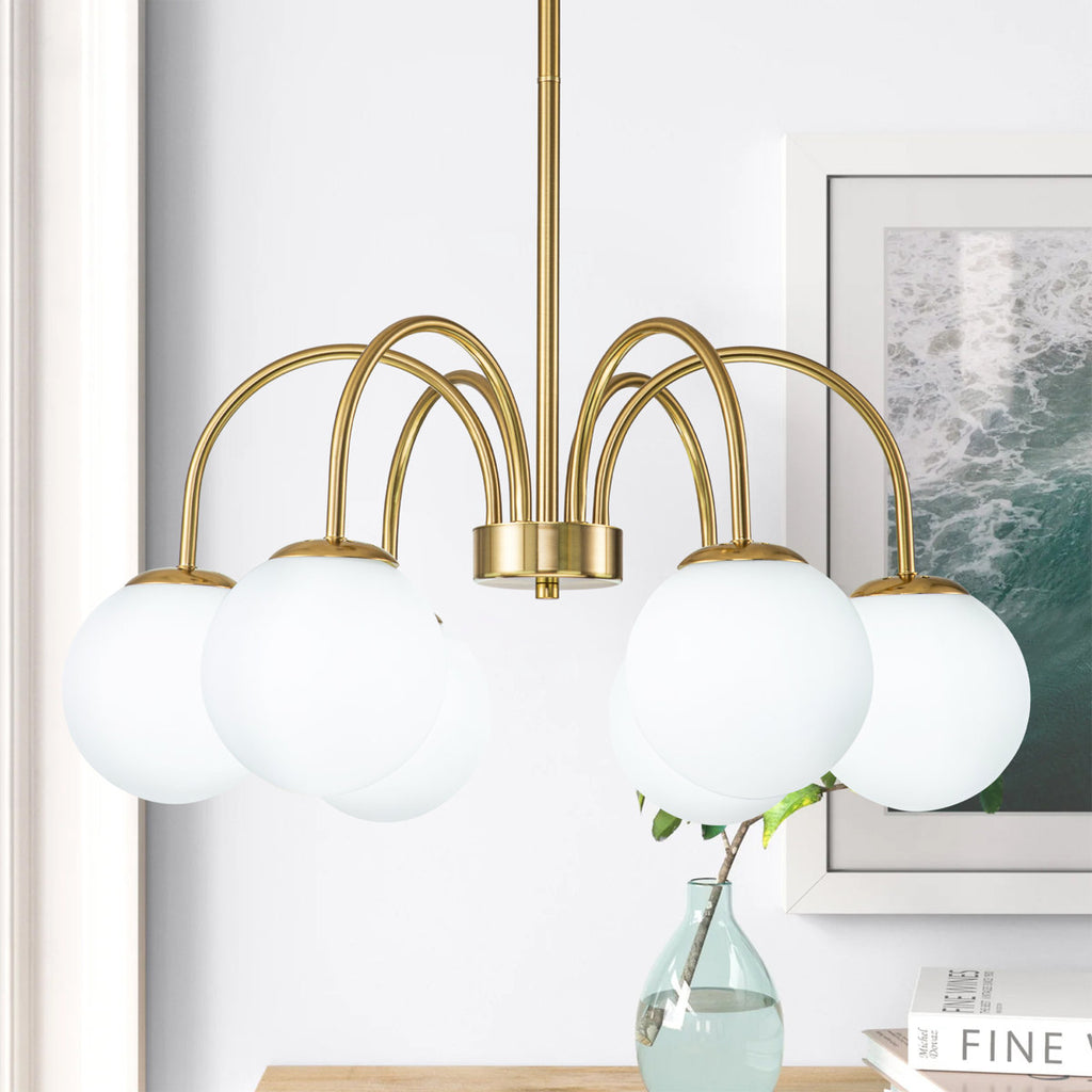 Bradrick 6-Light Modern Glass Bubble Chandelier