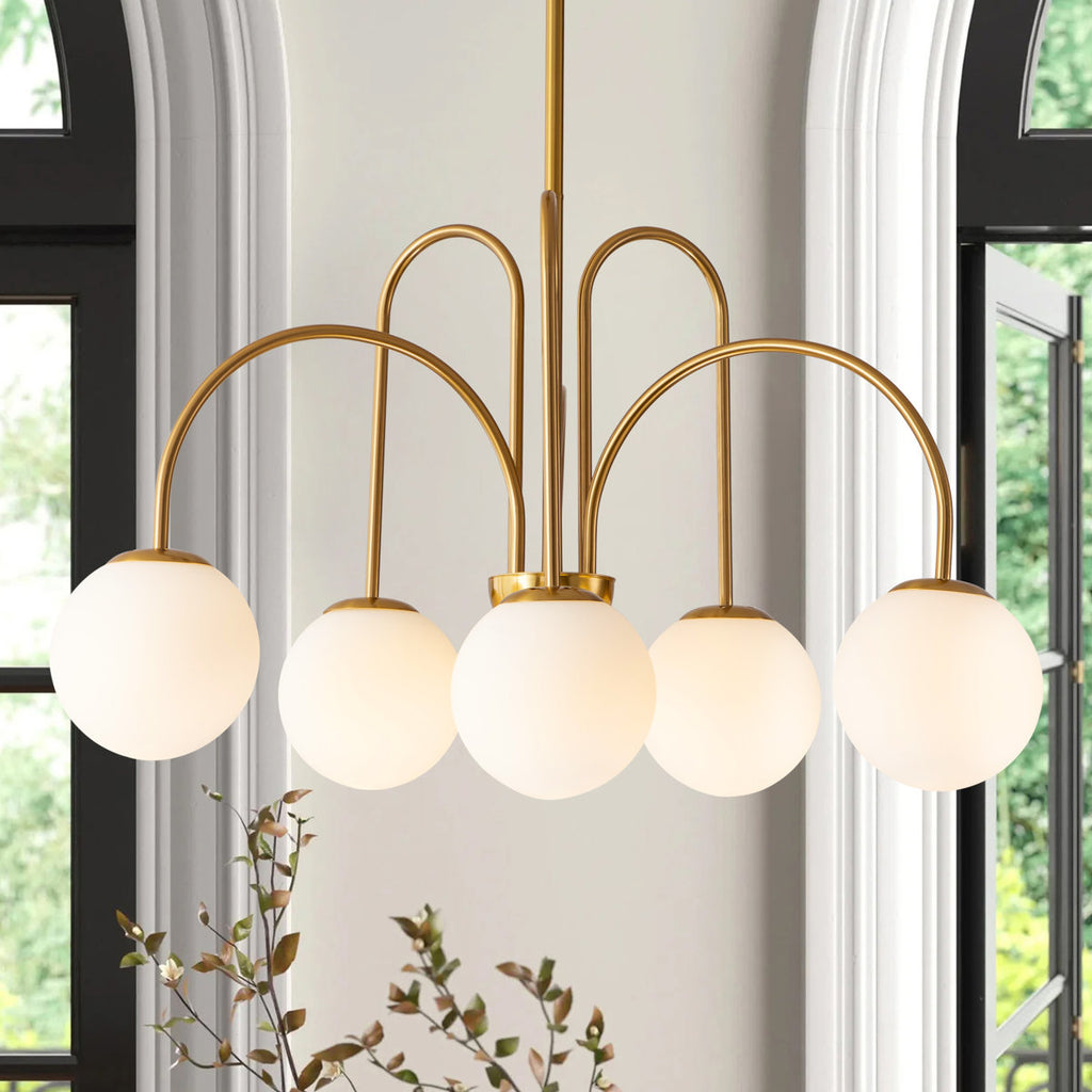 Bradrick 6-Light Modern White Glass Globe Chandelier