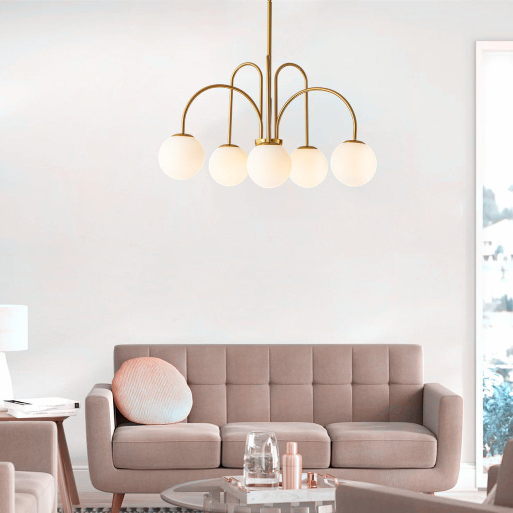Bradrick 6-Light Modern White Glass Globe Chandelier