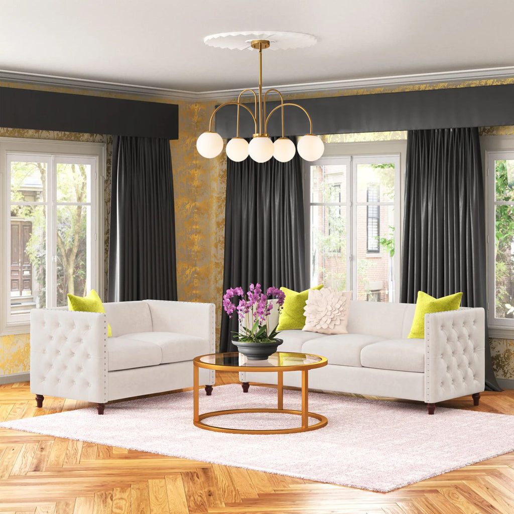 Bradrick 6-Light Modern White Glass Globe Chandelier