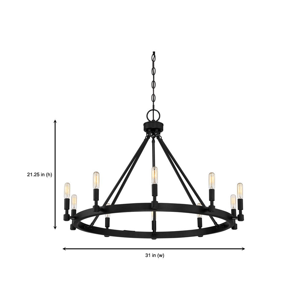 Calvin 10-Light Dimmable Wagon Wheel Chandelier