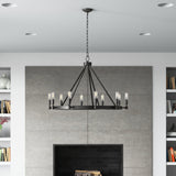 Calvin 10-Light Dimmable Wagon Wheel Chandelier