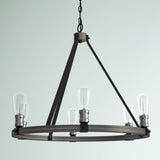 Charles 6-Light Steel Dimmable Wagon Wheel Chandelier