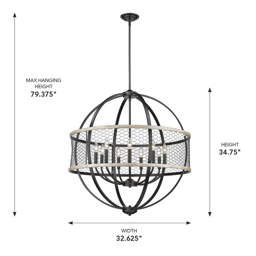 Chowchilla 9-Light Steel Dimmable Globe Chandelier