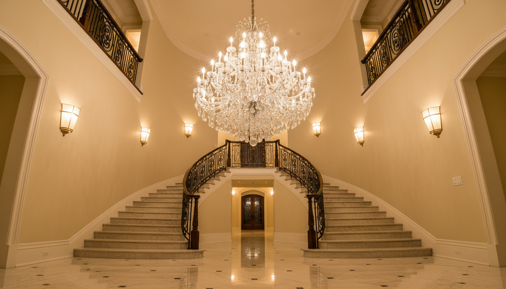Maria Theresa Silver Crystal Chandelier H60xW52 in Grand Foyer