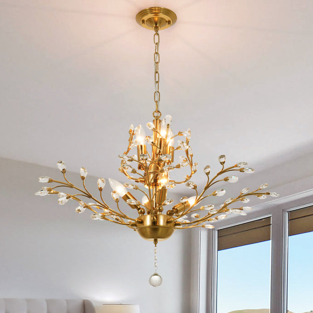 Damijan 30" Modern Firefly Chandelier 7-Light Dimmable with Hanging Chain