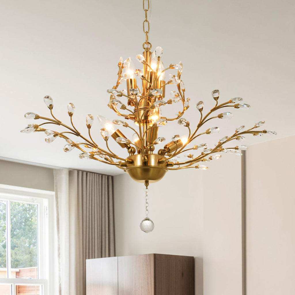Damijan 30" Modern Firefly Chandelier 7-Light Dimmable with Hanging Chain