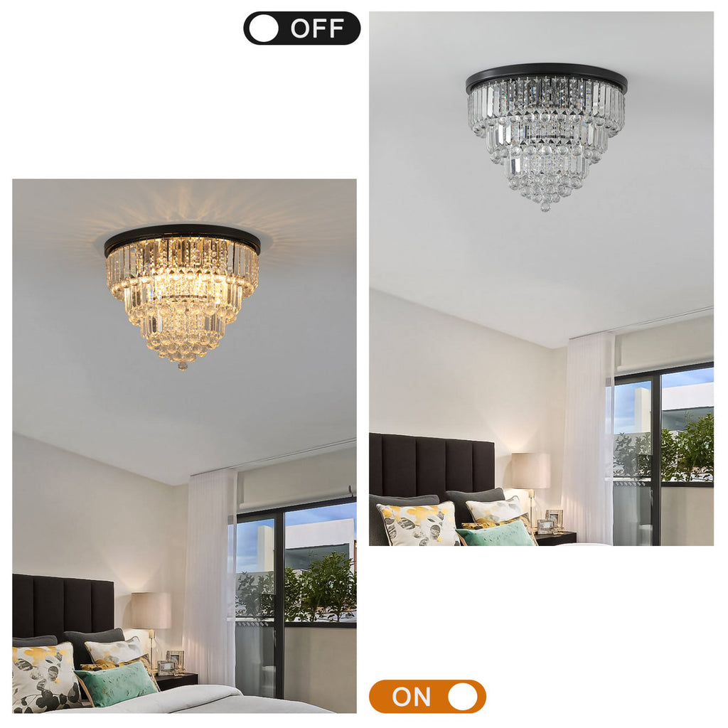 Derek Crystal Flush Mount Chandelier with 6 Lights (Bulb Not Included)