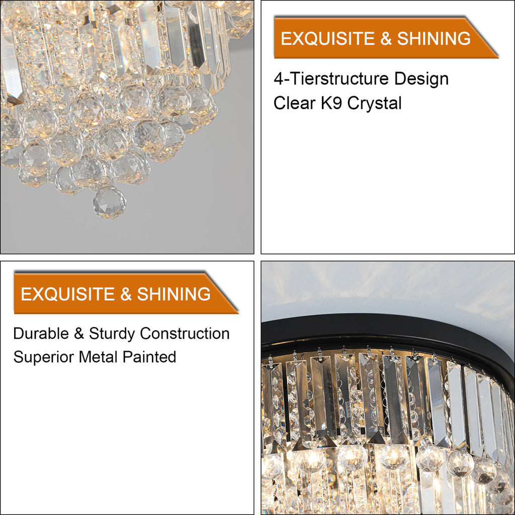 Derek Crystal Flush Mount Chandelier with 6 Lights (Bulb Not Included)