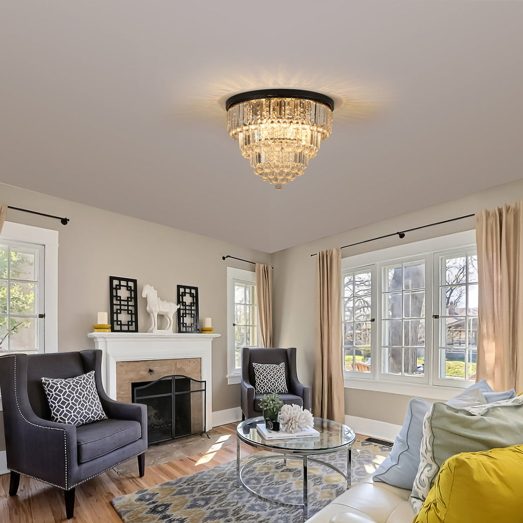 Derek Crystal Flush Mount Chandelier with 6 Lights (Bulb Not Included)