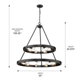 Easterwood 15-Light Steel Dimmable Round Chandelier