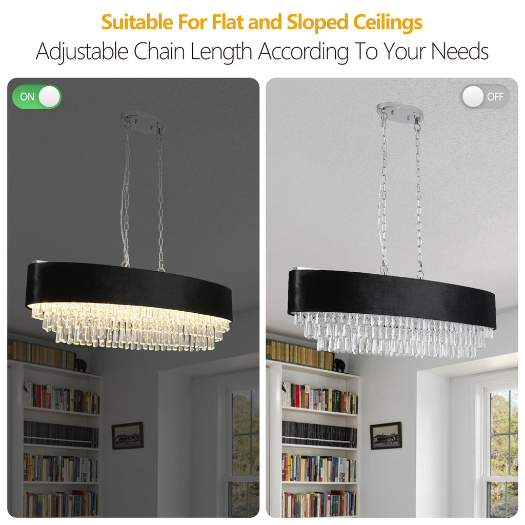 Garrett Crystal Chandelier with Imitation Velvet Shade & Adjustable Chain (Bulb Not Included)