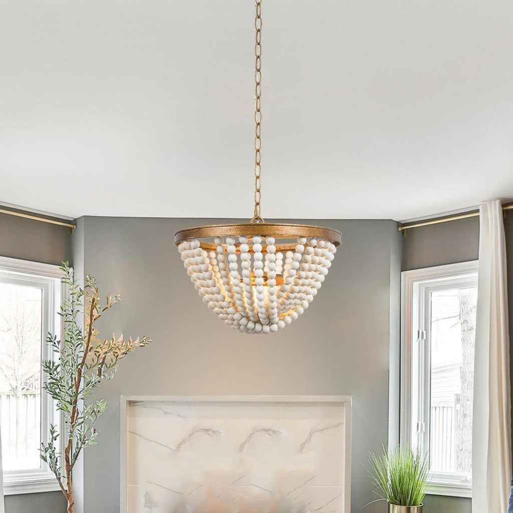 Hatfrneld 3-Light Chandelier with Wood Beaded