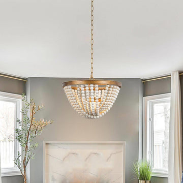 Hatfrneld 3-Light Chandelier with Wood Beaded