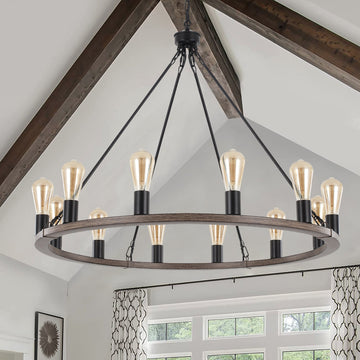 Hatsumi 12-Light Dimmable Wagon Wheel Chandelier