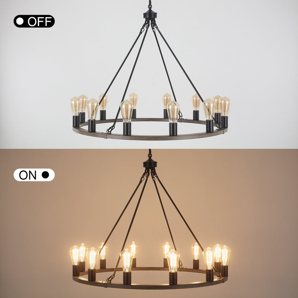 Hatsumi 12-Light Dimmable Wagon Wheel Chandelier