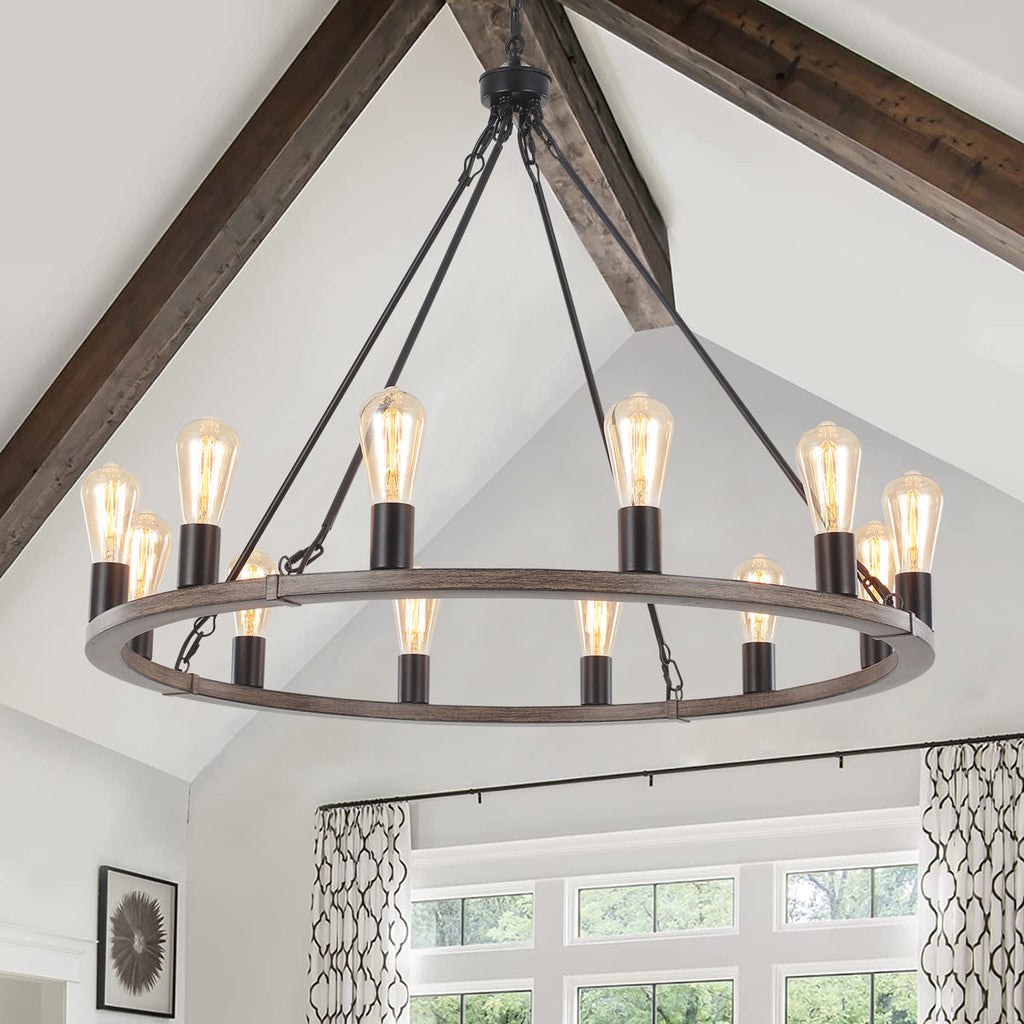 Hatsumi 12-Light Dimmable Wagon Wheel Chandelier
