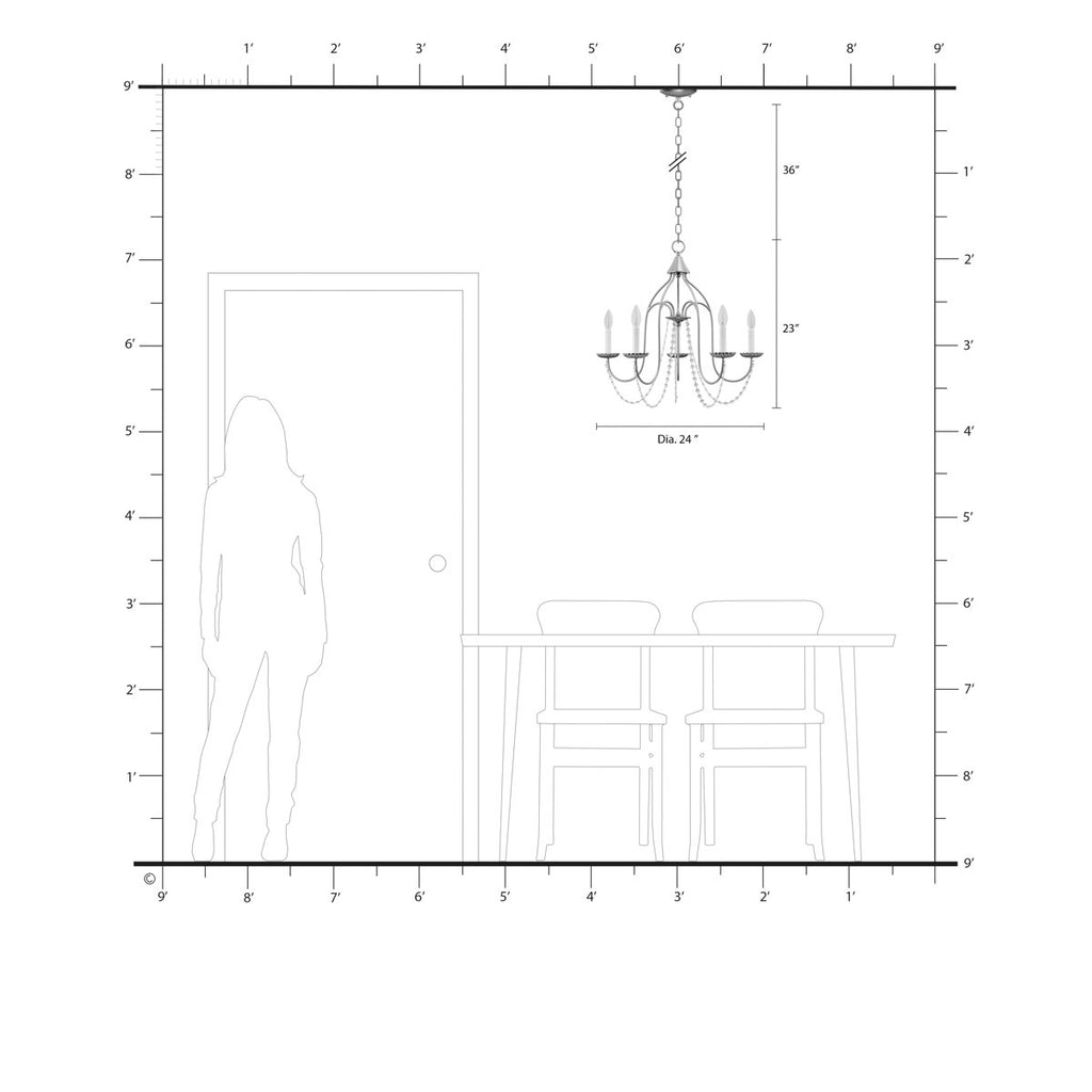 Hauppauge 5-Light Dimmable Classic / Traditional Chandelier