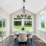 Hendon 12-Light Large Farmhouse Wagon Wheel Chandelier Candle Style Rustic Round Lights Fixture for Kitchen Island Living Room Foyer Entryway