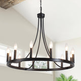 Hendon 12-Light Dimmable Kitchen Island Wagon Wheel Chandelier