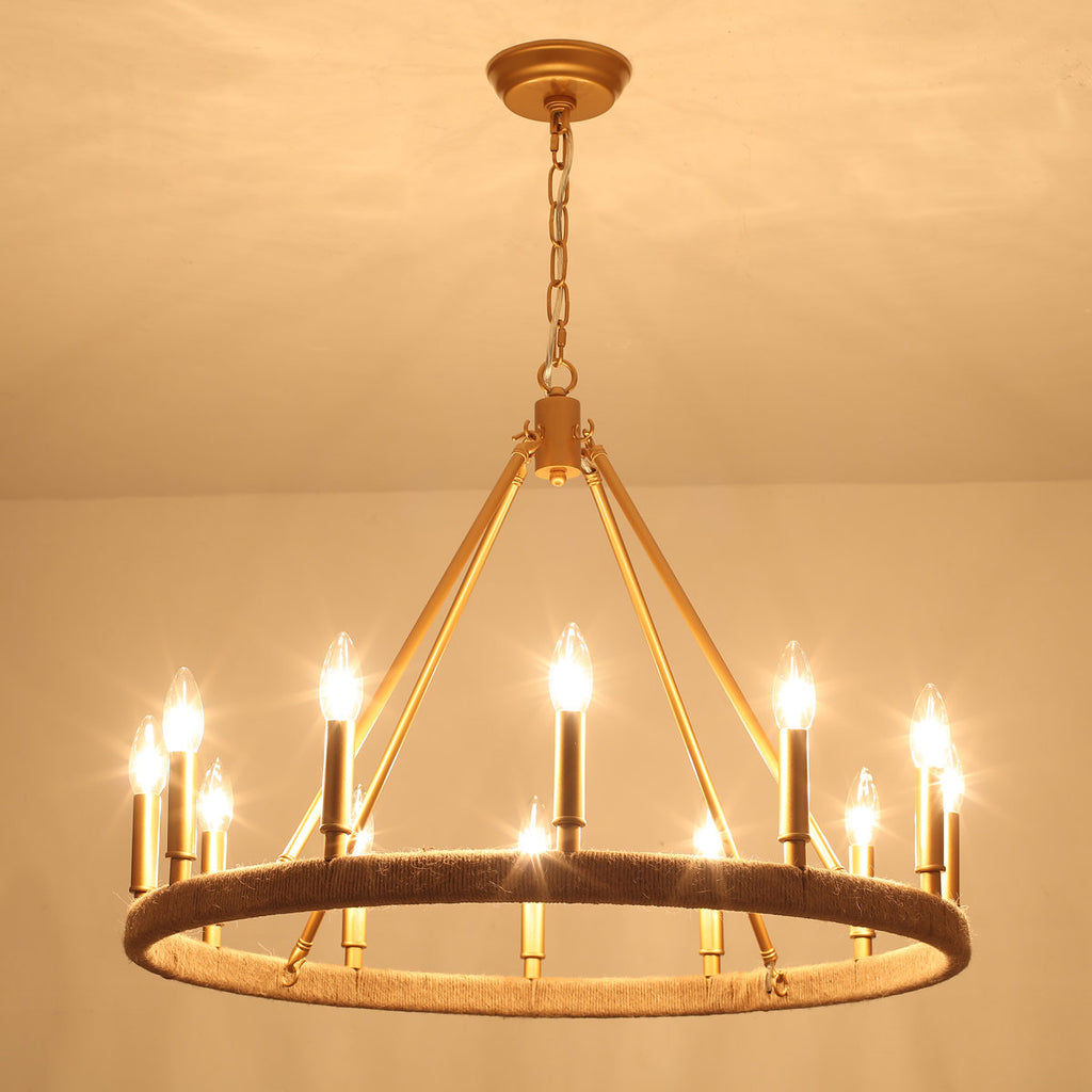 Hendon 12-Light Dimmable Kitchen Island Wagon Wheel Chandelier