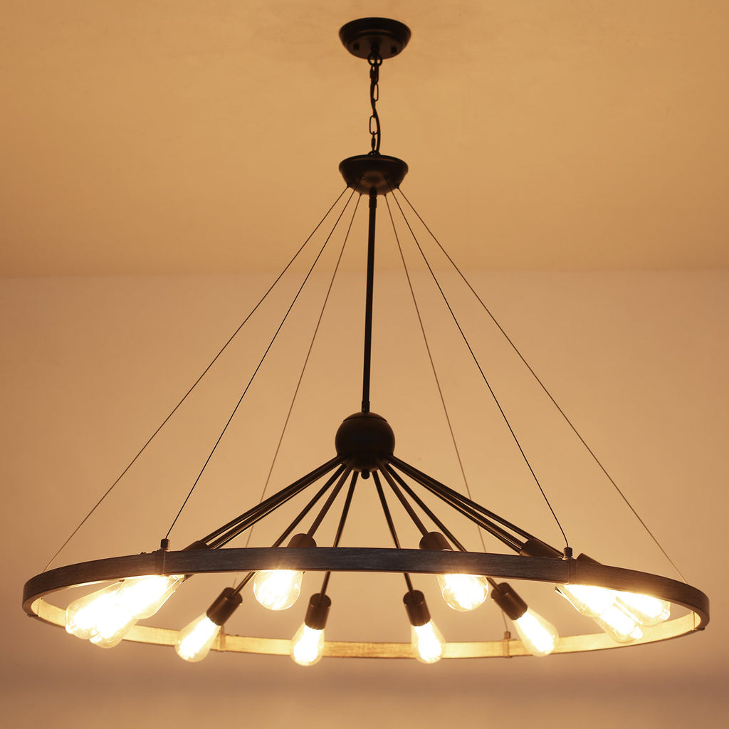 Kelcie 12-Light Large 43.3'' Dimmable Sputnik Wagon Wheel Chandelier