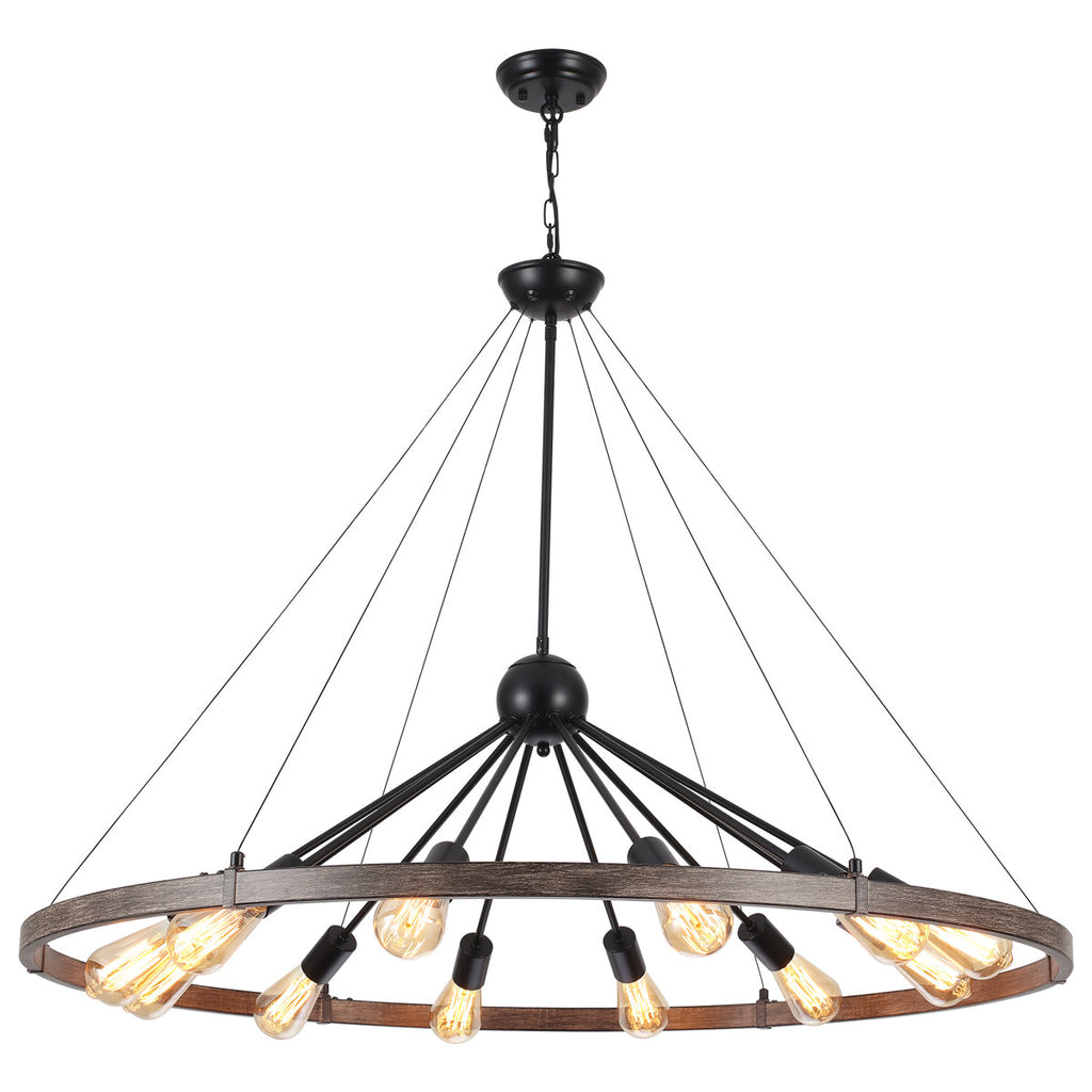 Kelcie 12-Light Large 43.3'' Dimmable Sputnik Wagon Wheel Chandelier