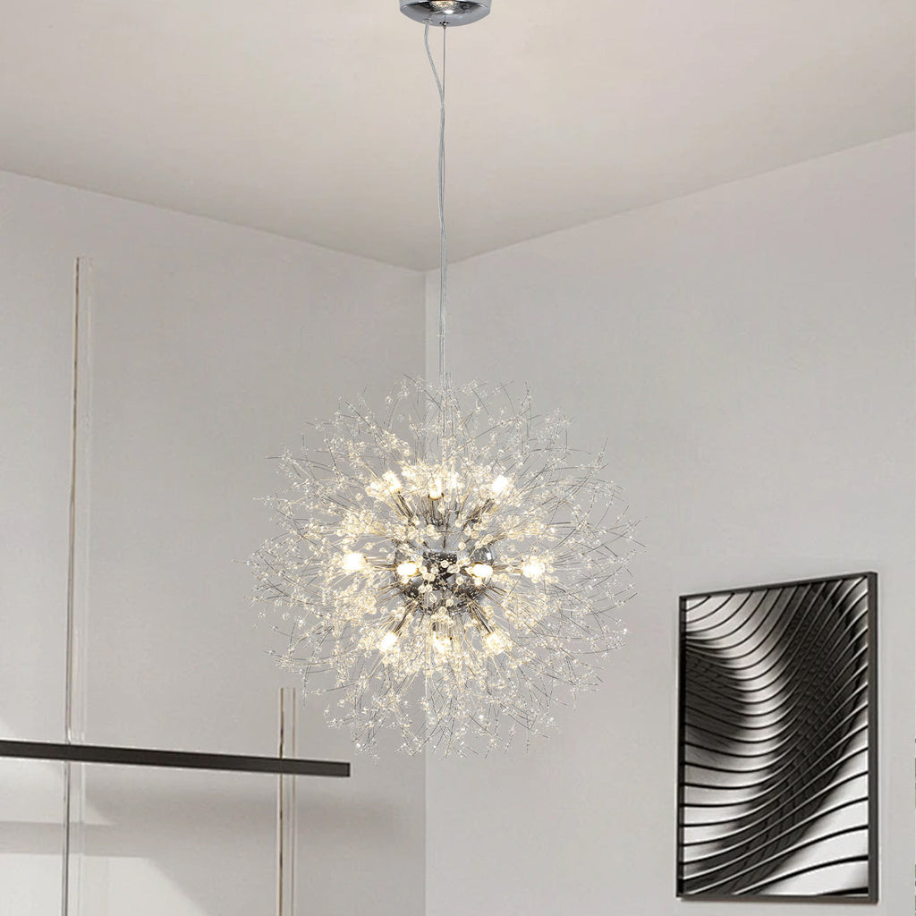 Kenden 16-Light Dimmable Sputnik Sphere Crystal Chandelier
