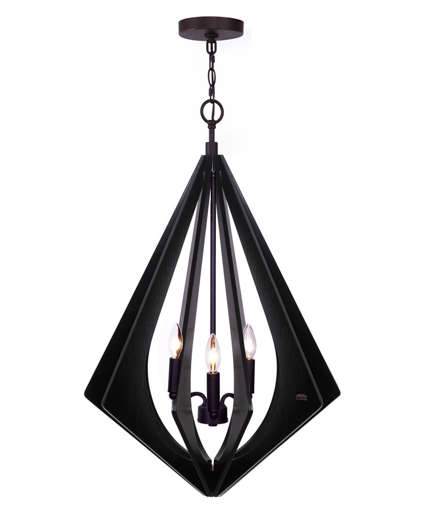 Kylan 3-Light Wood Geometric Chandelier