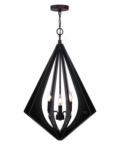 Kylan 3-Light Wood Geometric Chandelier