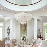 Ladaniel 6-Light Dimmable Gold Chandelier with White Round Shells