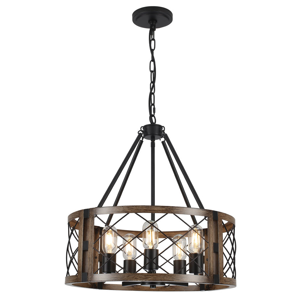 Napeague 5-Light 19.7-inch Dimmable Drum Chandelier with Distressed Grain Accents