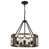 Napeague 5-Light 19.7-inch Dimmable Drum Chandelier with Distressed Grain Accents