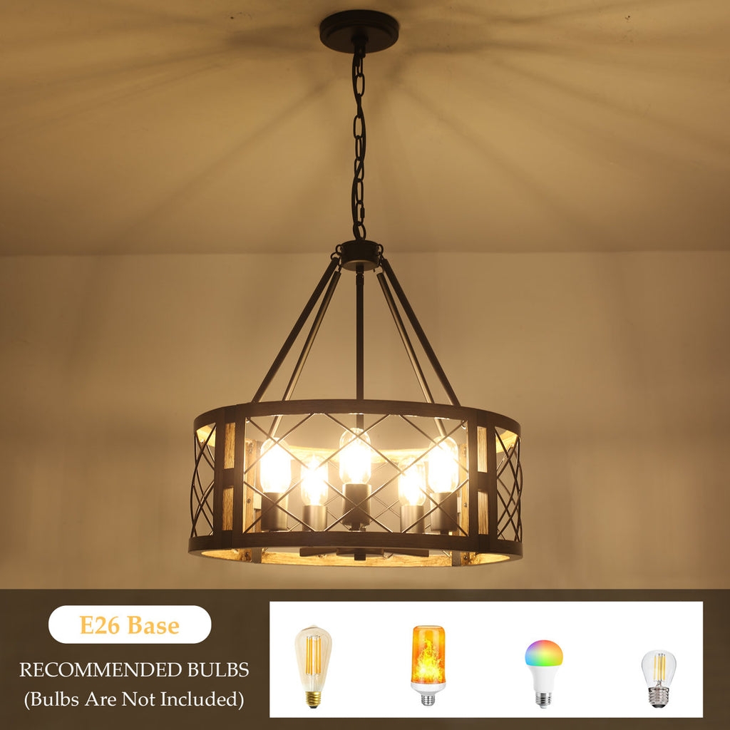 Napeague 5-Light 19.7-inch Dimmable Drum Chandelier with Distressed Grain Accents
