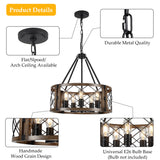 Napeague 5-Light 19.7-inch Dimmable Drum Chandelier with Distressed Grain Accents