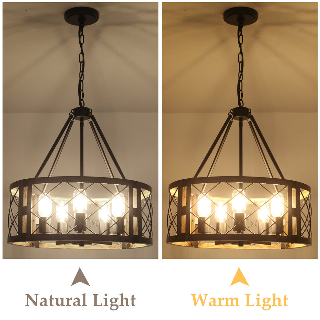 Napeague 5-Light 19.7-inch Dimmable Drum Chandelier with Distressed Grain Accents