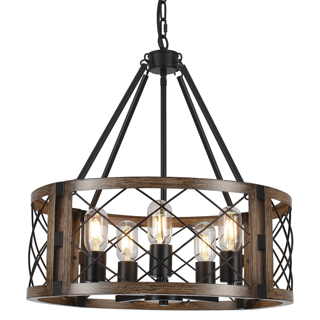 Napeague 5-Light 19.7-inch Dimmable Drum Chandelier with Distressed Grain Accents