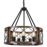 Napeague 5-Light 19.7-inch Dimmable Drum Chandelier with Distressed Grain Accents