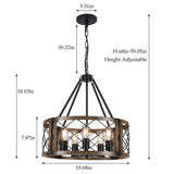 Napeague 5-Light 19.7-inch Dimmable Drum Chandelier with Distressed Grain Accents