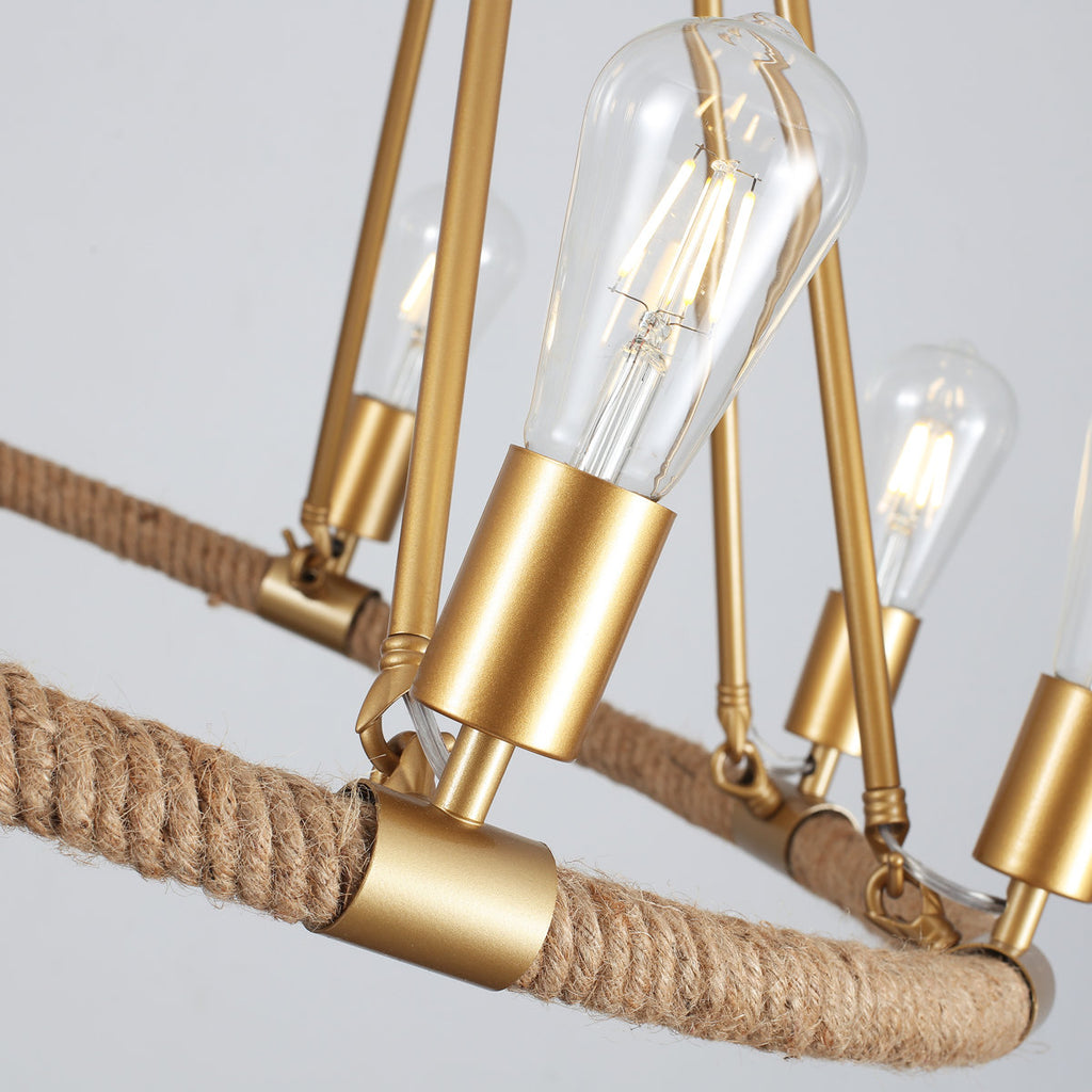 Orris 8-Light 30"W Dimmable Farmhouse Wagon Wheel Chandelier Rustic Rope Round Fixture for Dining Living Kitchen Island Spaces