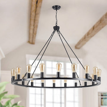 Romyn 20-Light Dimmable Wagon Wheel Chandelier