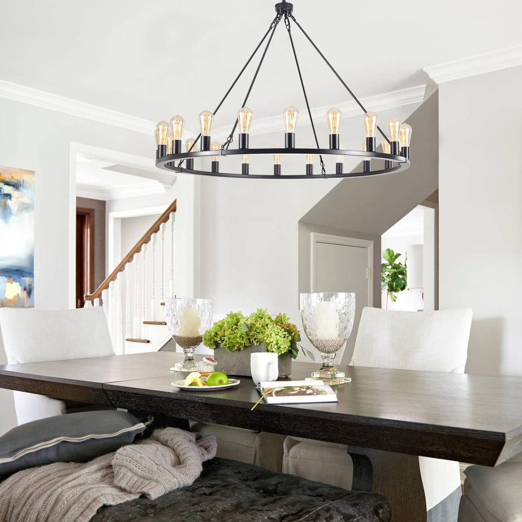 Romyn 20-Light Dimmable Wagon Wheel Chandelier