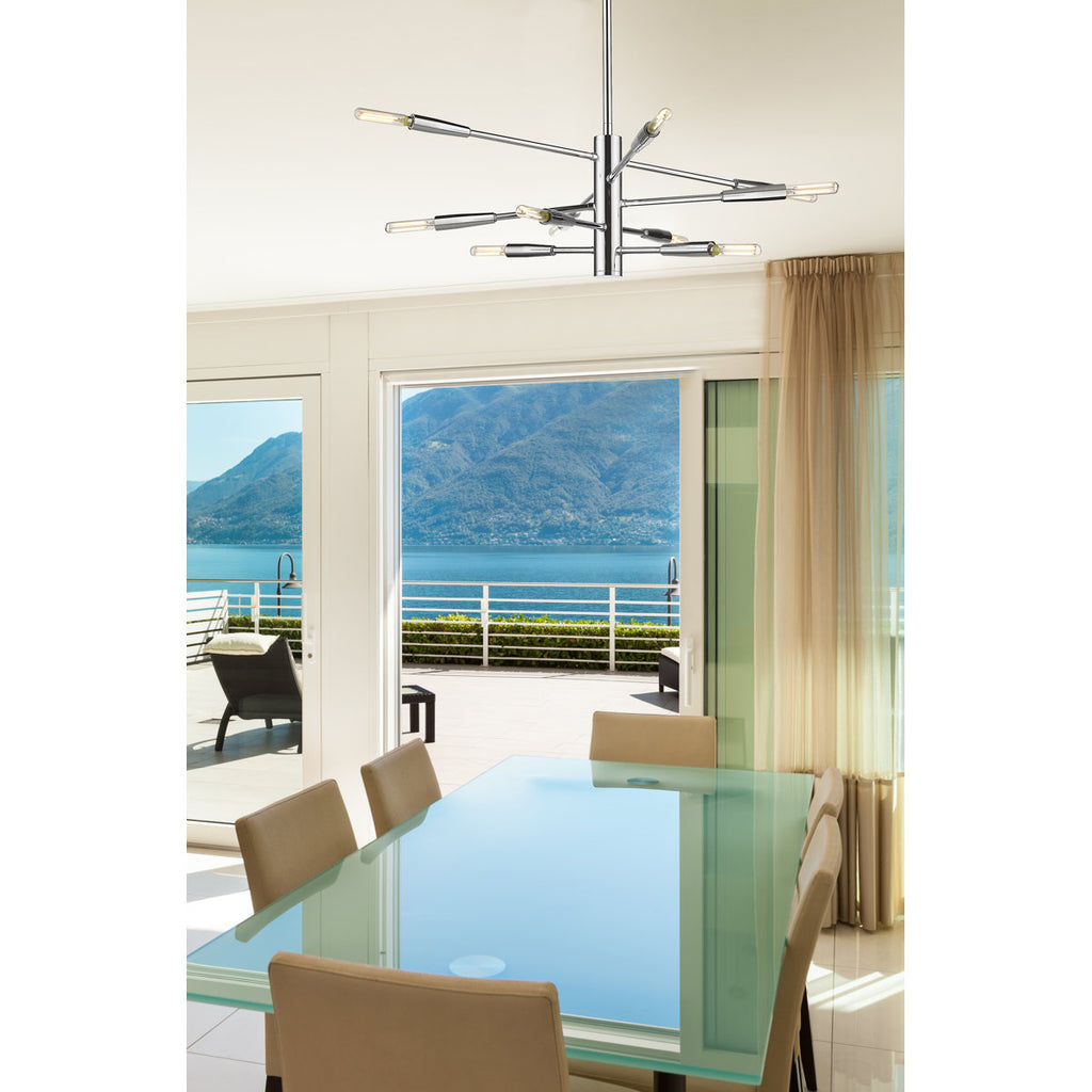 Stapleford 10-Light Dimmable Sputnik Modern Linear Chandelier