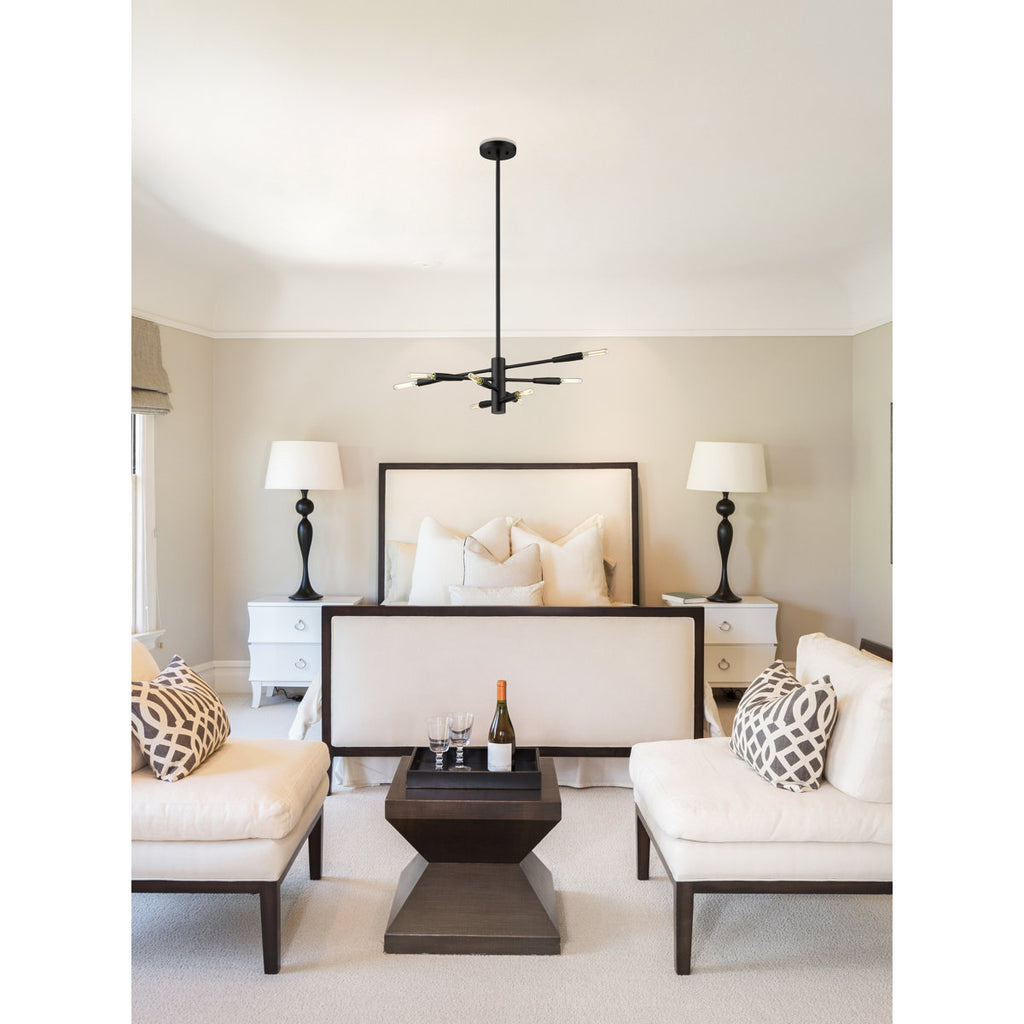Stapleford 8-Light Dimmable Sputnik Modern Linear Chandelier
