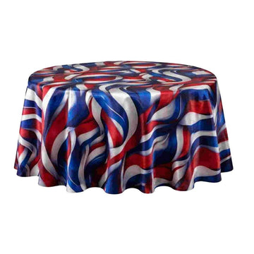 Round Tablecloth Lamour Matte Satin Patriotic Ribbon