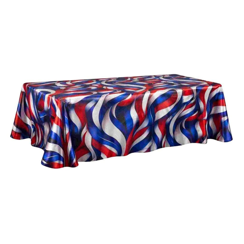 Rectangle Tablecloth Lamour Matte Satin Patriotic Ribbon