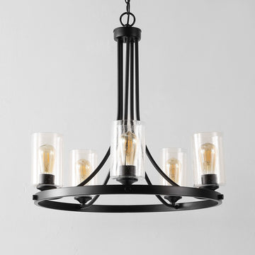 Virendra 5-Light Dimmable Wagon Wheel Chandelier